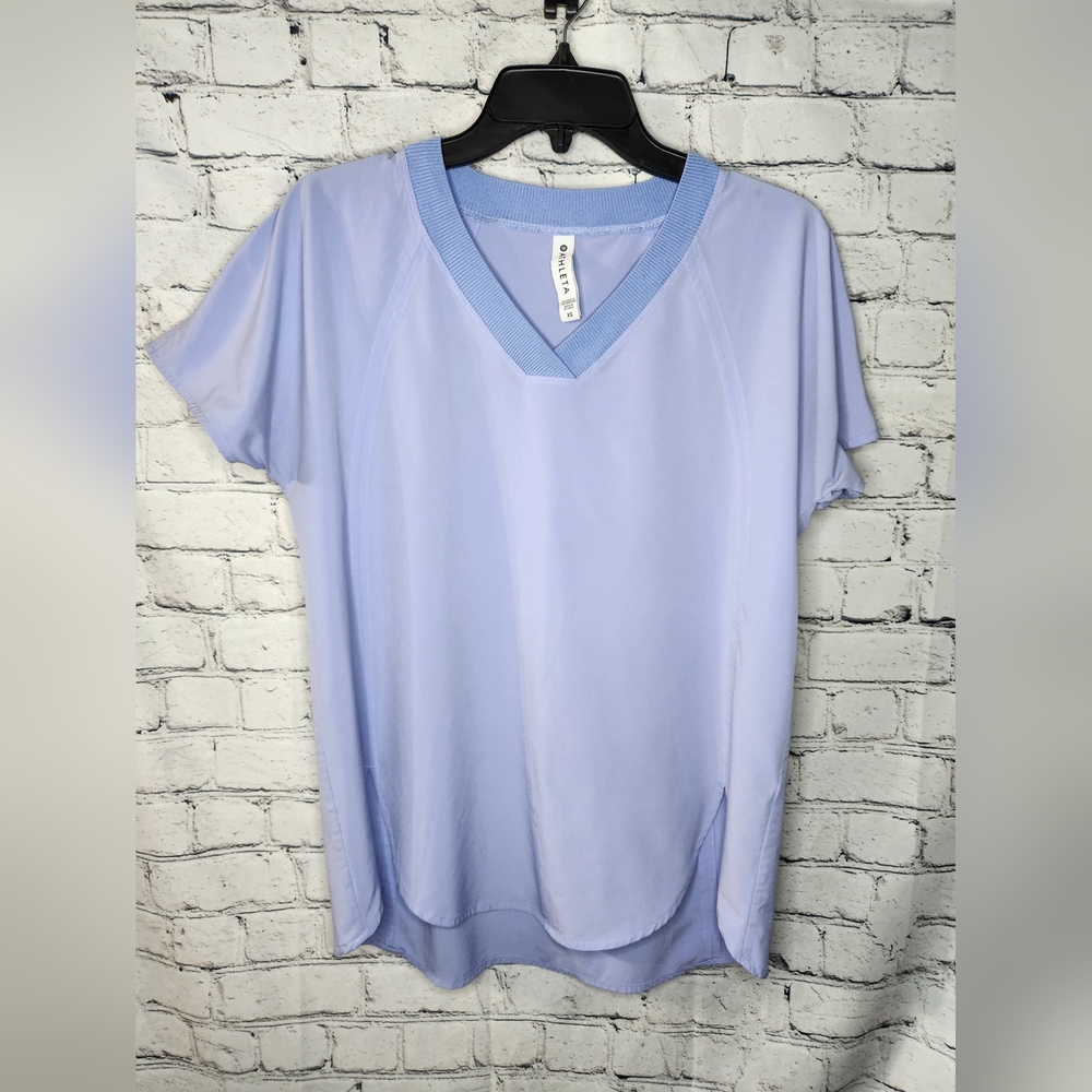 Athleta Light Blue‎ Zephyr V-Neck Blouse Size XS
